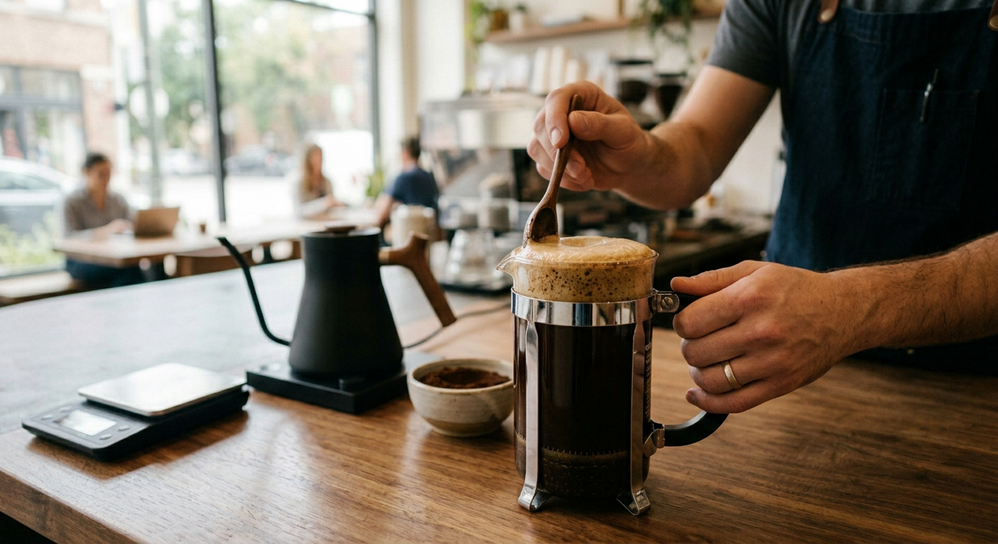 French press bloom phase