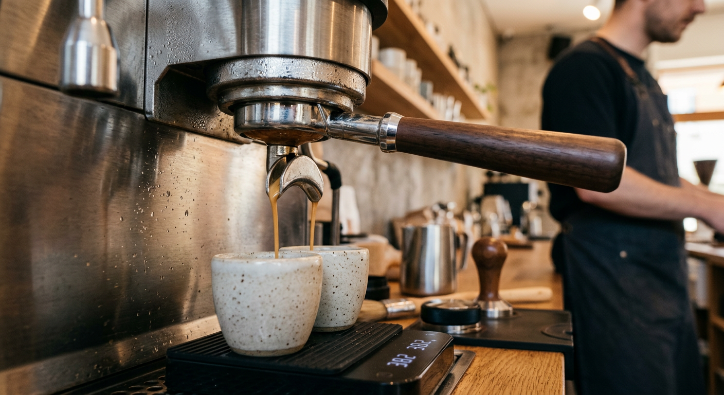 Espresso machine close-up