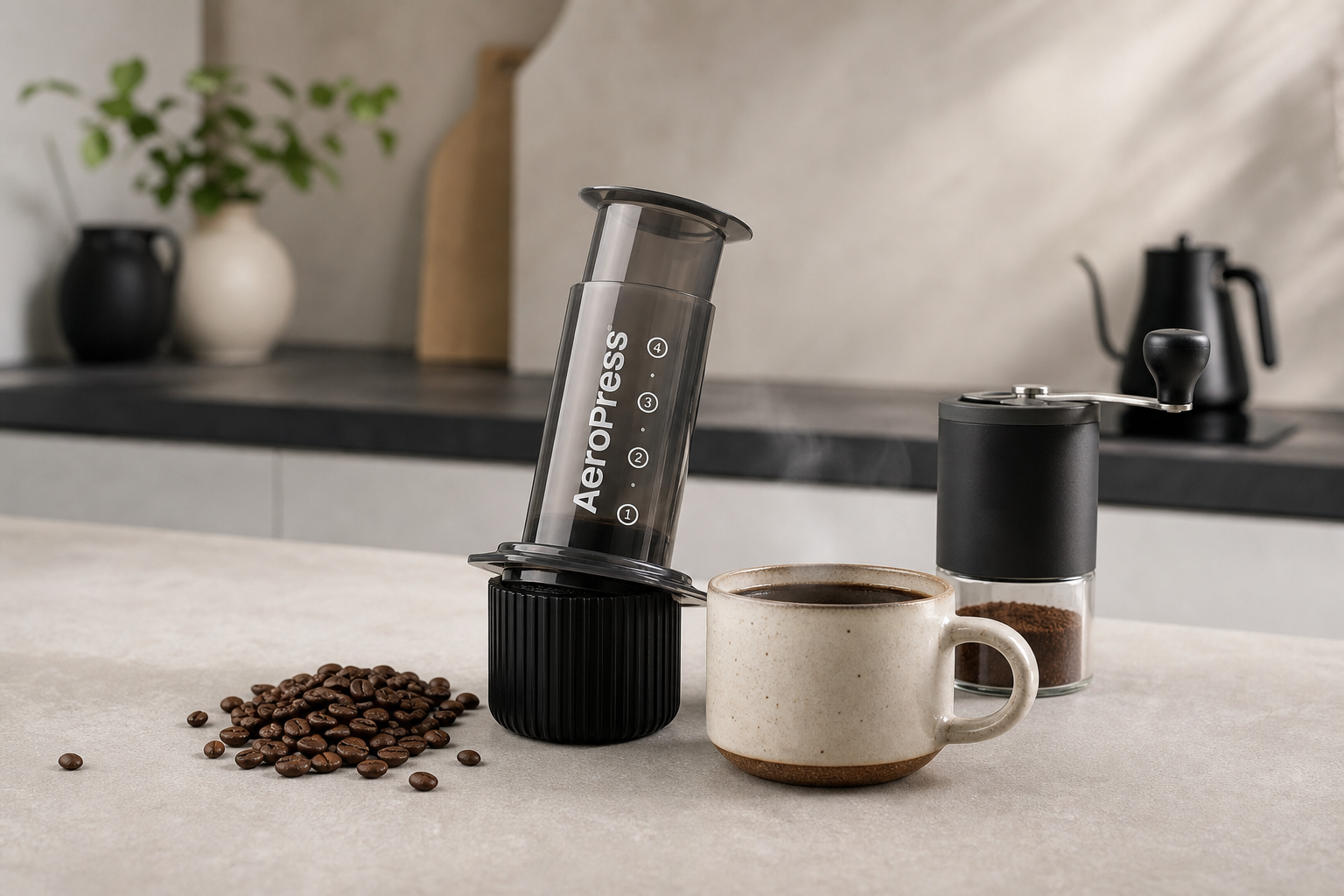 AeroPress morning brew setup
