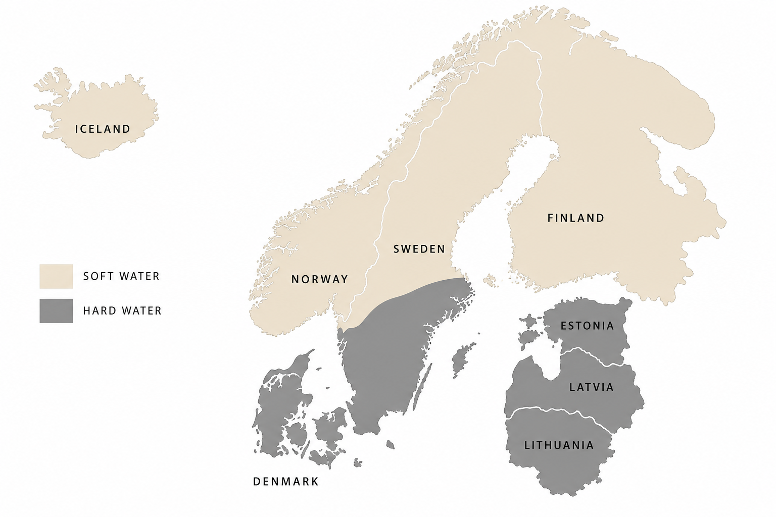 Regional water hardness