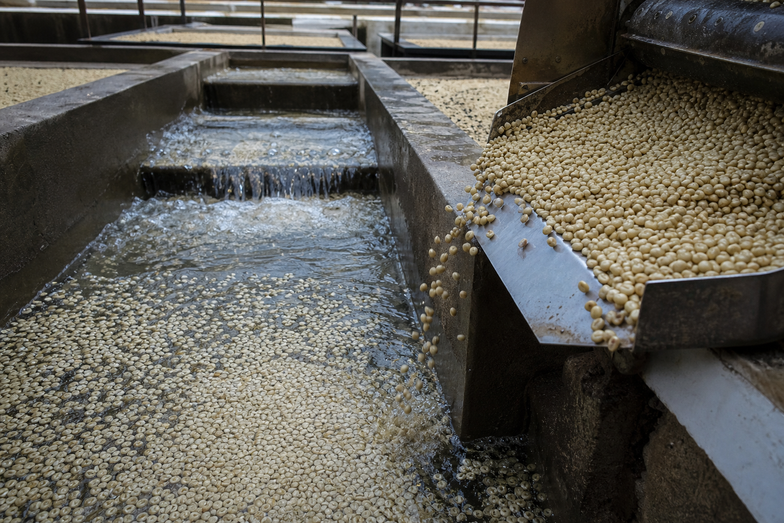 Washed coffee bean processing